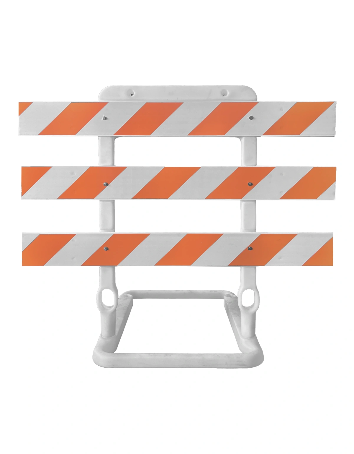 65\" Tall, Plastic, Type 3 Rail Holder with Three (3) 8\" x 6\u0027 Reflective Rails with High Intensity (HI) Reflective Orange \u0026 White Rails
