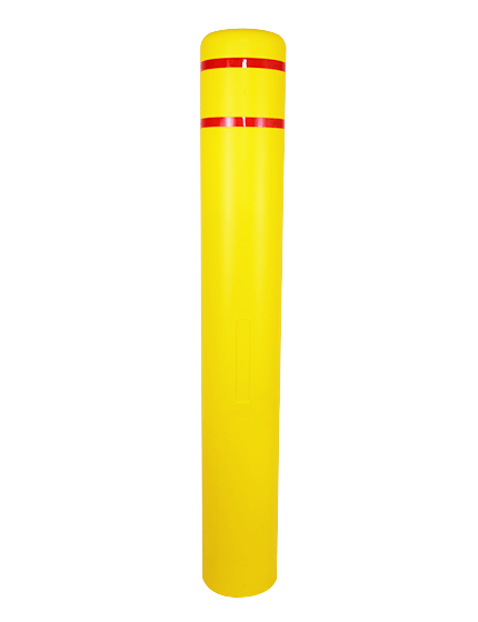 7\" X 52\" Yellow Bollard Cover w/ Two Red Reflective Stripes
