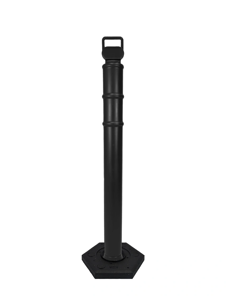 Black 45\" Cortina EZ Grab delineator tube with 12 lb rubber base with Single Color Graphic