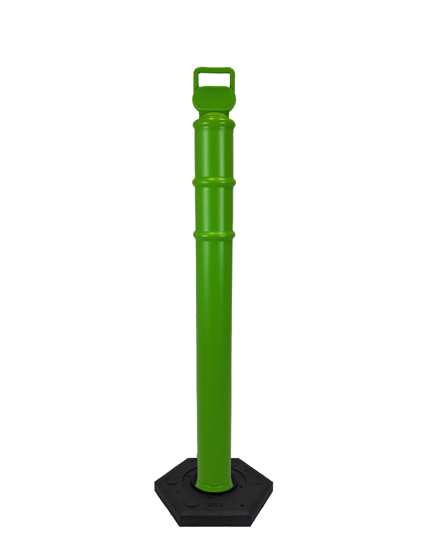 Lime 45\" Cortina EZ Grab delineator tube with 12 lb rubber base