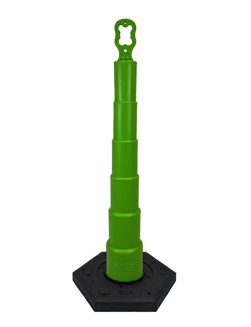 42 inch lime green EZ-Grab channelizer 16 lb base with Single Color Graphic