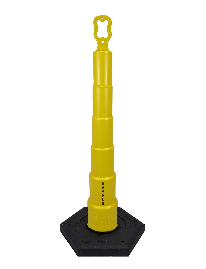 42 inch yellow EZ-Grab channelizer 16 lb base with custom lettering