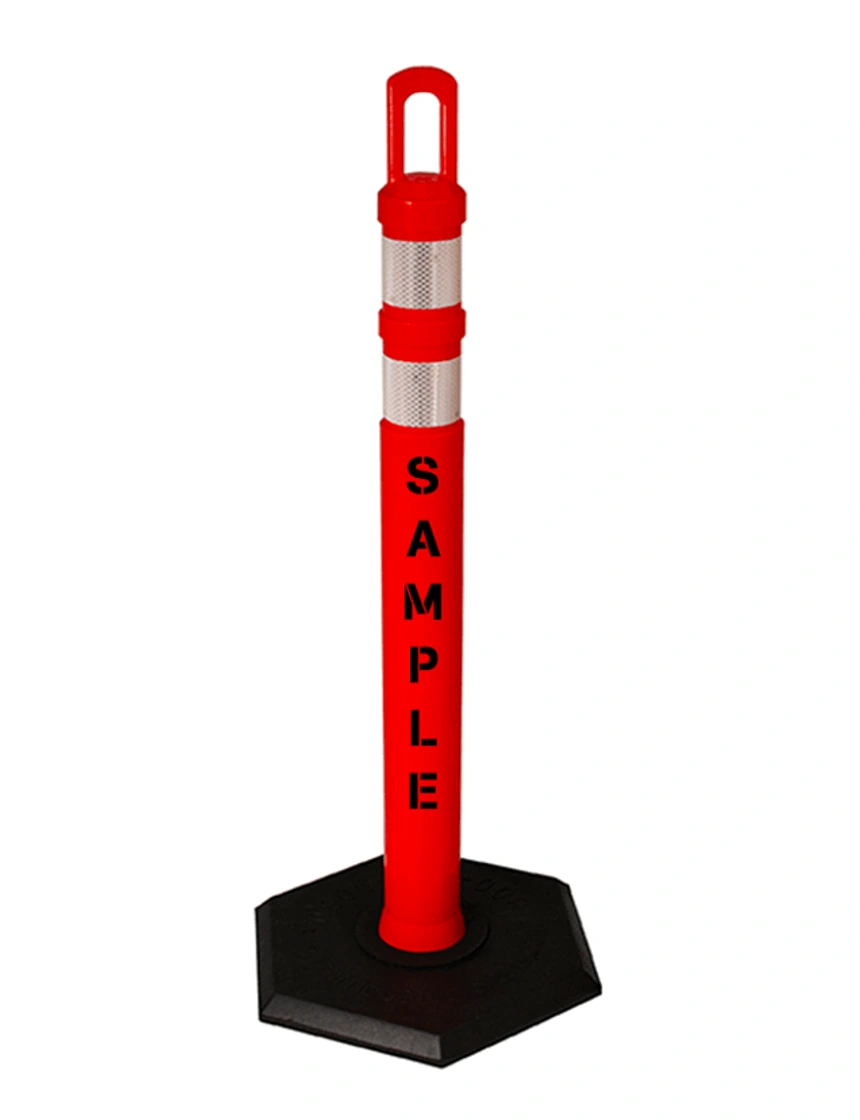 42\" Orange JBC Arch Top Tube, Two 3\" Reflective Collars, 12lbs Base \u0026 Double Sided Lettering