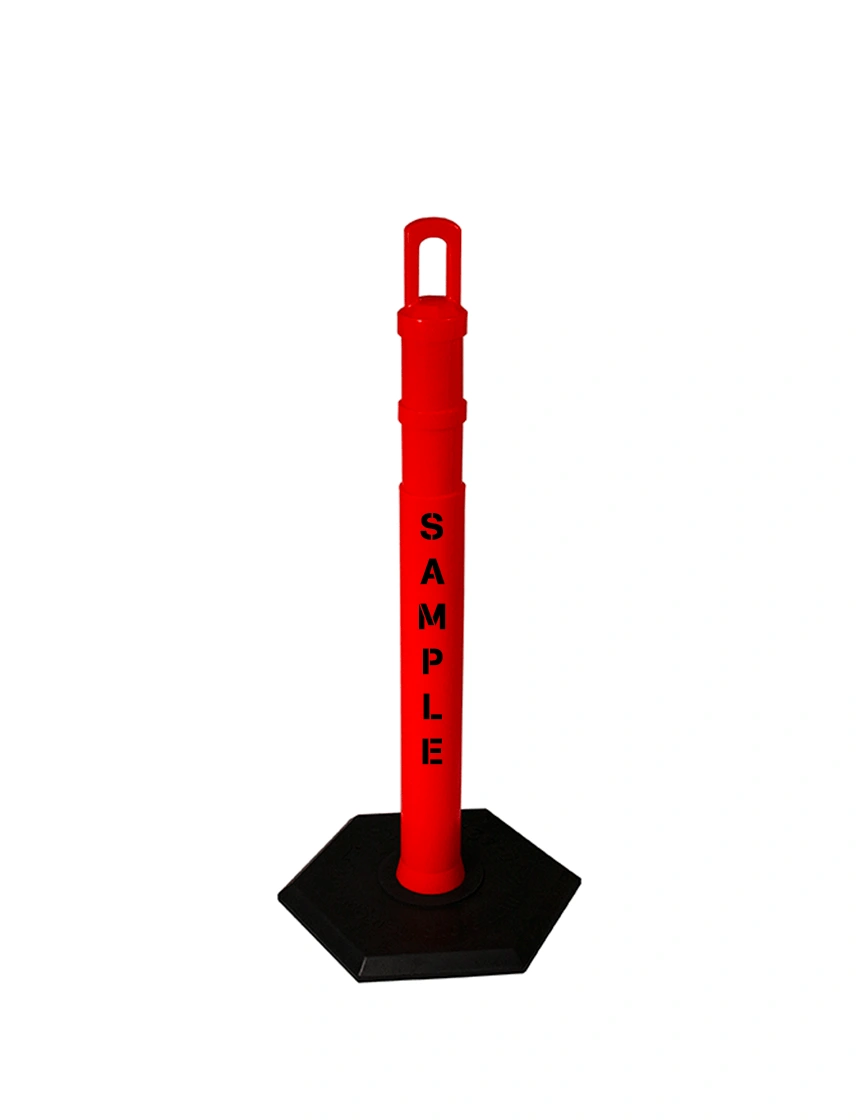 42\" ORANGE \u0027JBC Arch-Top\u0027 Tube with 18lb Base \u0026 Double Sided Custom Stencil