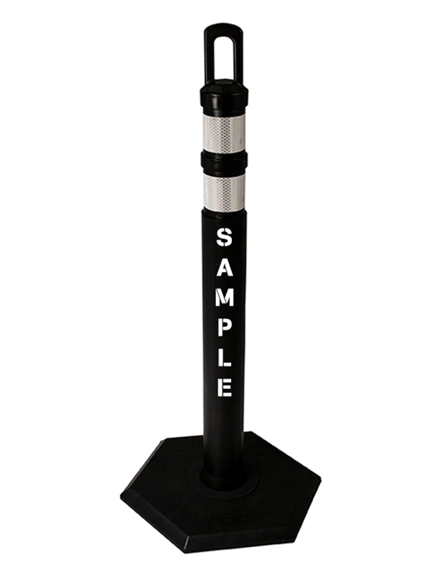 42\" Black JBC Arch Top Tube, Two 3\" Reflective Collars, 8lbs Base \u0026 Double Sided Lettering