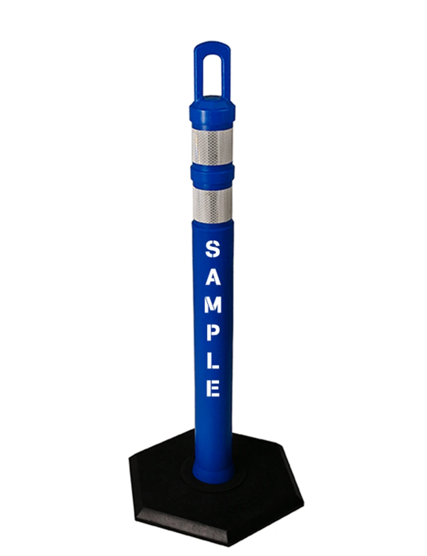 42\" Blue JBC Arch Top Tube, Two 3\" Reflective Collars, 12lbs Base \u0026 Double Sided Lettering
