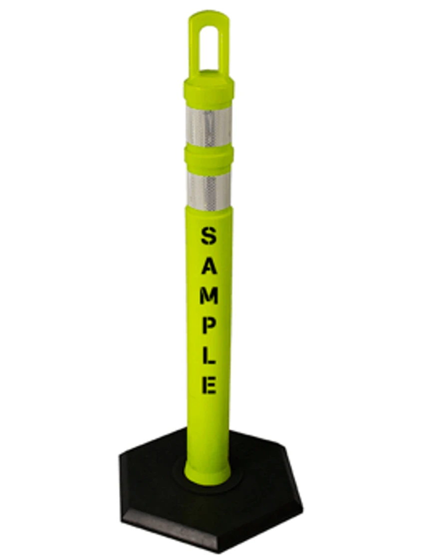 42\" Lime JBC Arch Top Tube w/ Two 3\" Reflective Collars, Custom Lettering \u0026 12lbs Base