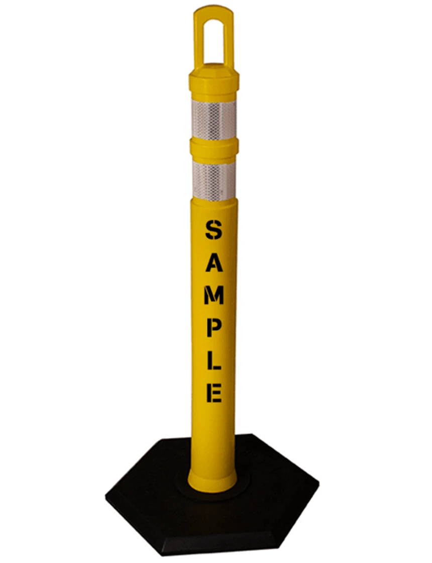 42\" Yellow JBC Arch Top Tube, Two 3\" Reflective Collars, 18lbs Base \u0026 Double Sided Lettering