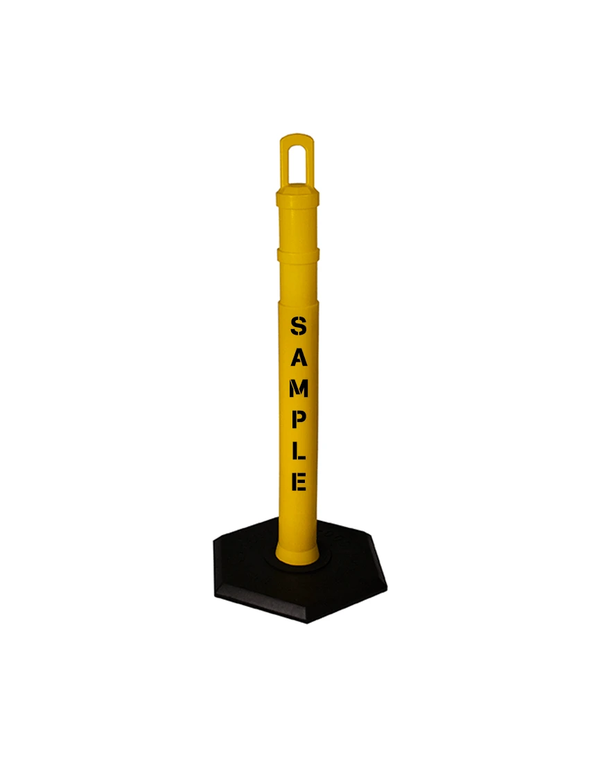 42\" YELLOW \u0027JBC Arch-Top\u0027 Tube with 18lb Base \u0026 Double Sided Custom Stencil