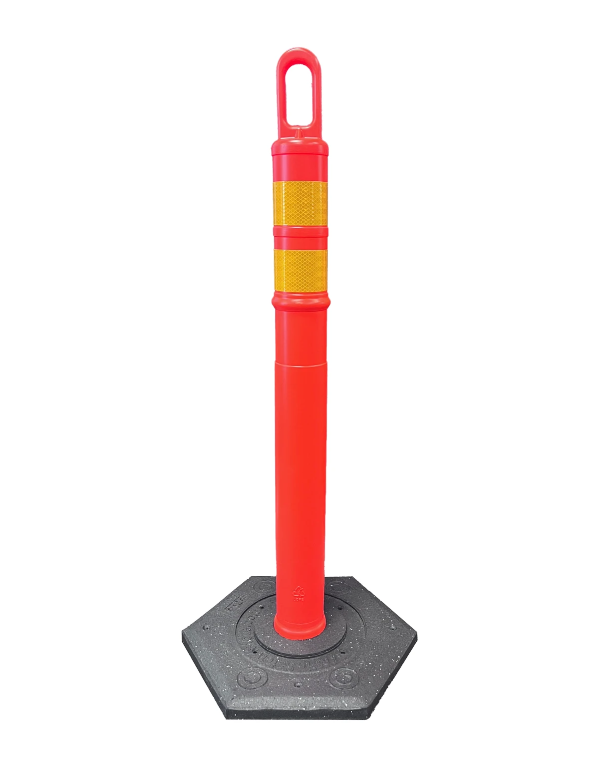42\" ORANGE TrafFix Looper Tube with two 3\" Yellow Reflective Collars and 12 Lb. Base