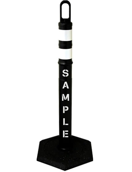 42\" BLACK Looper Tube with Two (2) 3\" Reflective Collars, Custom Stencil \u0026 8 Lb. Base