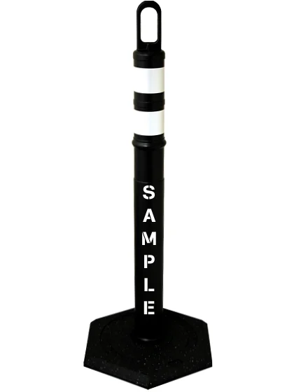 42\" BLACK Looper Tube, Two (2) 3\" Reflective Collars, 8 Lb Base \u0026 Double Sided (2X) Custom Stencil