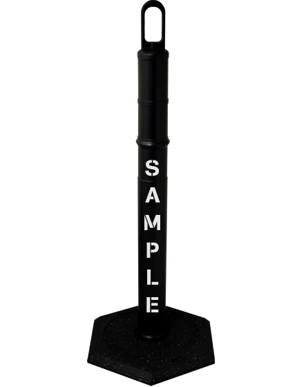 42\" BLACK Looper Tube with 8 lb Base with Custom Stencil