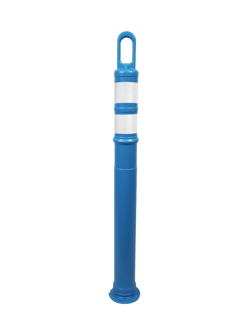 42\" BLUE Looper Tube with two (2) 3\" Reflective Collars and 18 Lb. Base
