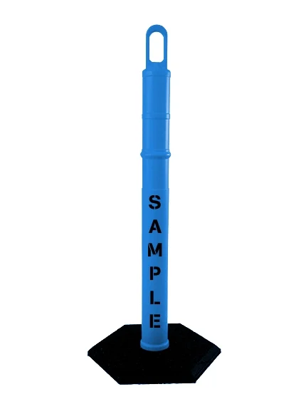 42\" BLUE Looper Tube with 18 lb Base with Custom Stencil