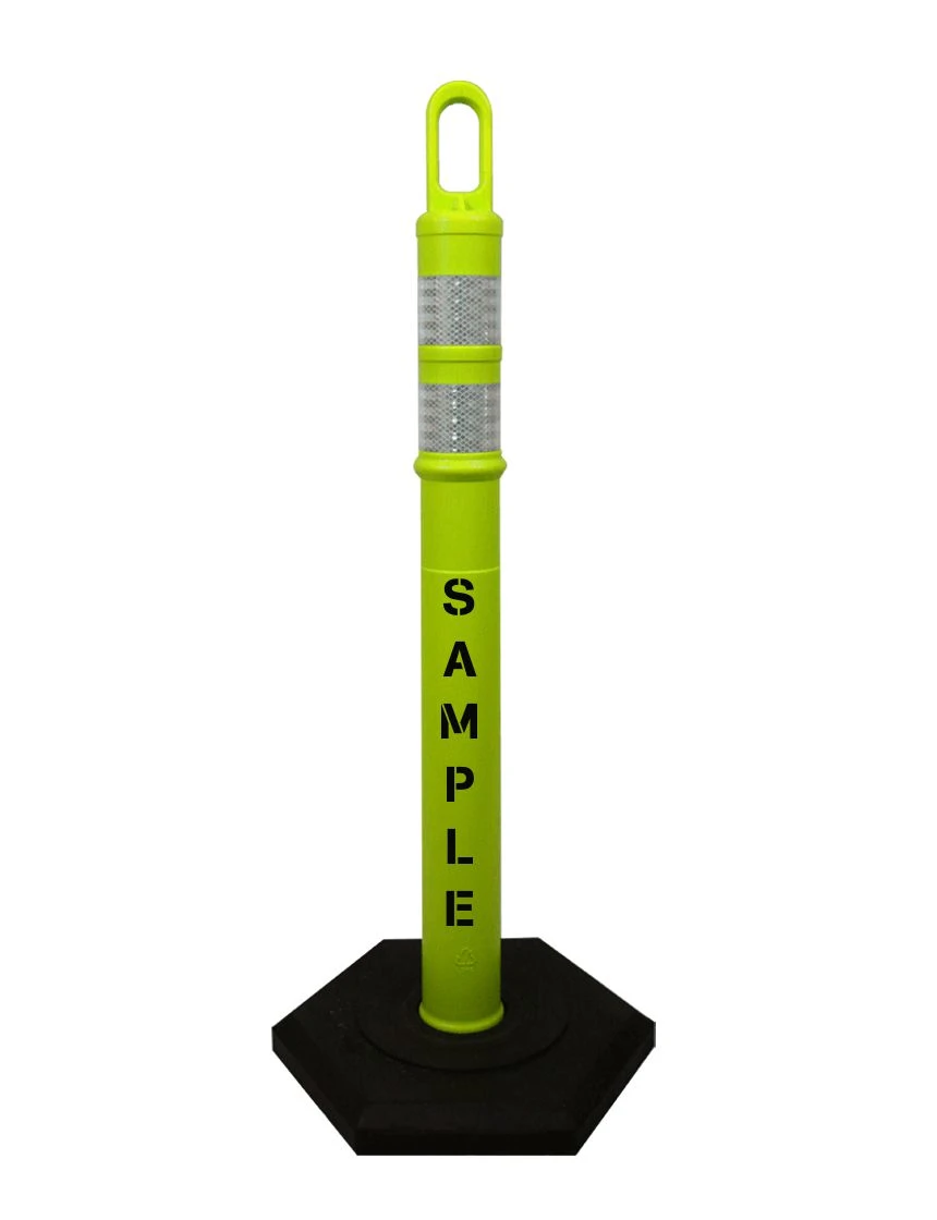 42\" LIME Looper Tube, Two (2) 3\" Reflective Collars, 8 Lb Base \u0026 Double Sided (2X) Custom Stencil
