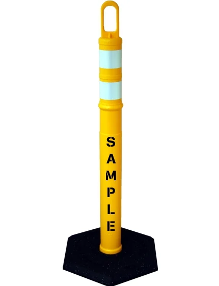 42\" YELLOW Looper Tube, Two (2) 3\" Reflective Collars, 18 Lb Base \u0026 Double Sided (2X) Custom Stencil