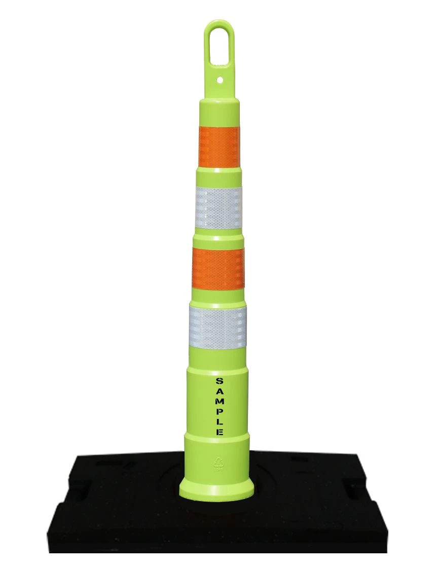 42\" LIME Traffix Looper Cone Channelizer w/Four 4\" EG Reflective Collar,30# Base \u0026 Graphic