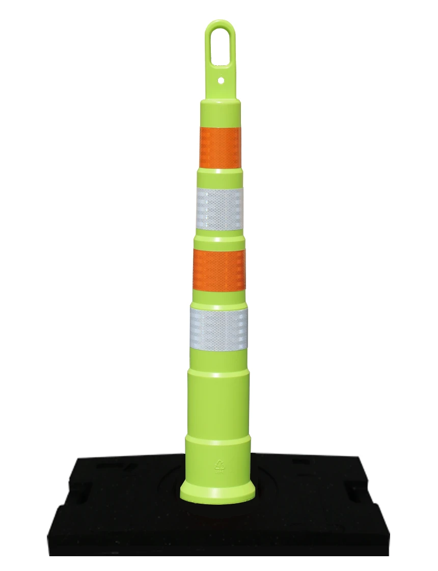 42\" LIME Traffix Looper Cone Channelizer w/Four (4) 4\" HI Reflective Collars \u0026 30 lb Rubber Base