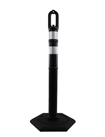 42\" BLACK Ringtop Tube with two 3\" Reflective Collars and 18 Lb. Base