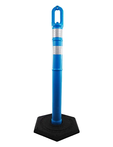 42\" BLUE Ringtop Tube with two 3\" Reflective Collars and 8 Lb. Base