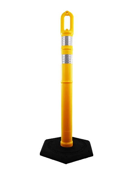 42\" YELLOW Ringtop Tube with two 3\" Reflective Collars and 12 Lb. Base