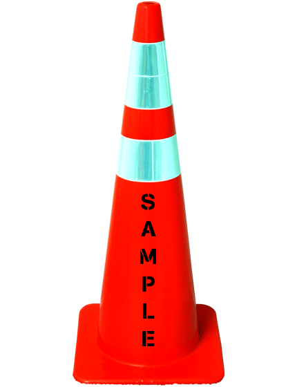 Orange 36\" Lakeside Plastics 10 lbs Traffic Cone w/ 6\" \u0026 4\" Reflective Collar |Custom Lettering