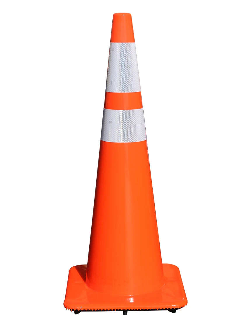 Orange 36\" Lakeside Plastics 10 lbs Traffic Cone w/ 6\" \u0026 4\" Reflective Collars