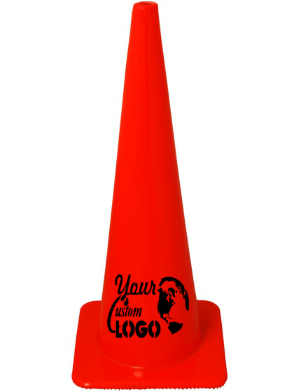 Orange 36\" Lakeside Plastics 10 lbs Traffic Cone | Full Color Grphic