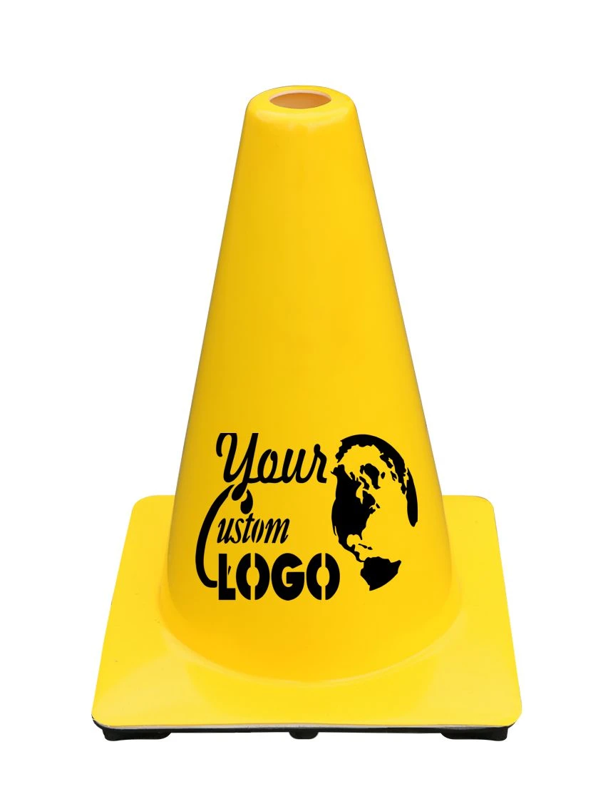 Yellow 12\" Traffic Cone w/ Single Color Graphic