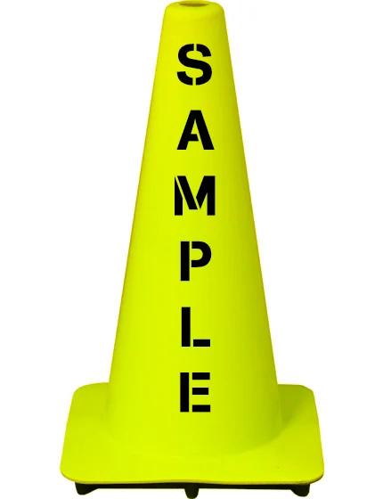 Lime 18\" Traffic Cone w/ Double Sided Custom Lettering