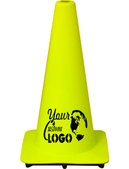 Lime 18\" Traffic Cone w/ Single Color Graphic