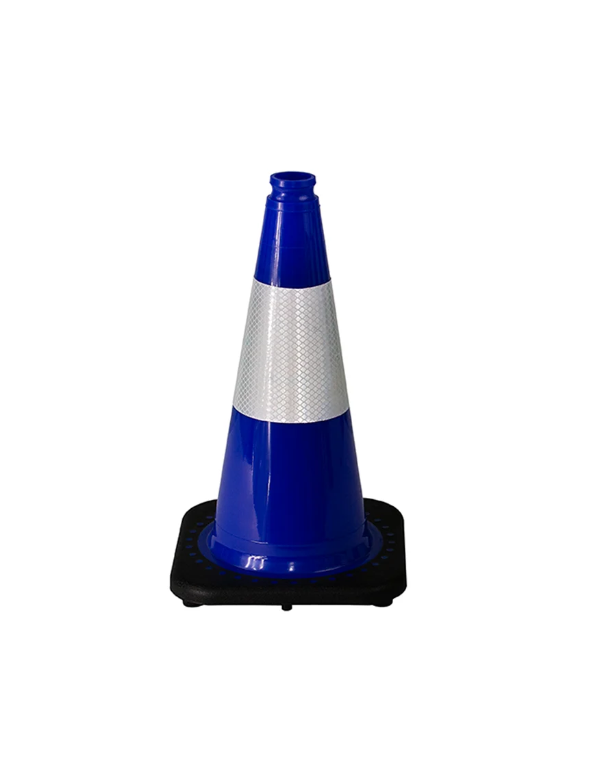 Blue 18\" JBC Black Base Traffic Cone w/ 6\" Reflective Collar
