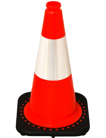 Orange 18\" JBC Black Base Traffic Cone w/ 6\" Reflective Collar