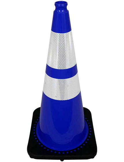 28\" Blue Traffic Cone w/ 6\" \u0026 4\" Reflective Collars