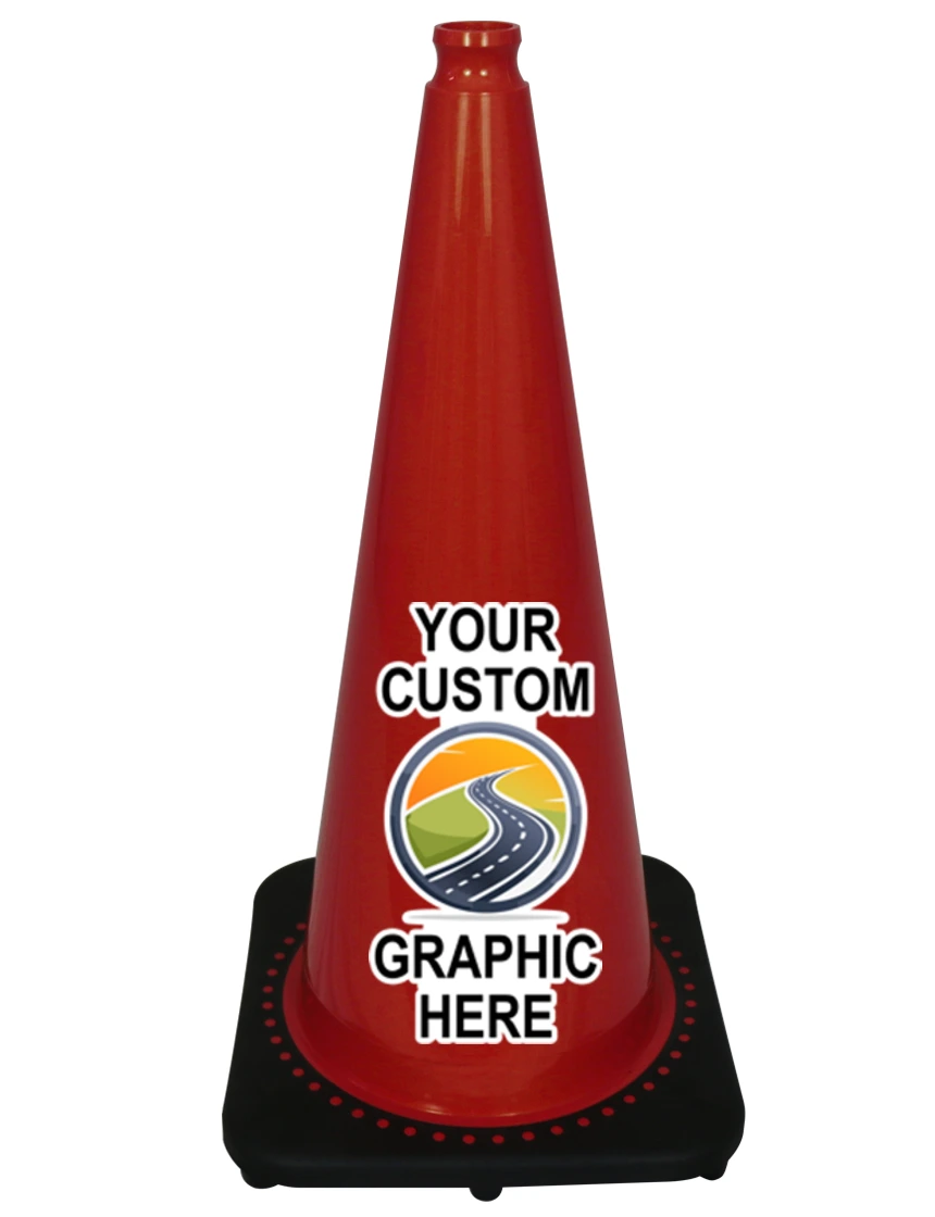 Red 28\" JBC Traffic Cone w/ Full Color Graphic