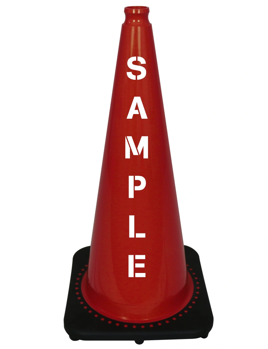 Red 28\" JBC Traffic Cone w/ Custom Lettering On Two Sides