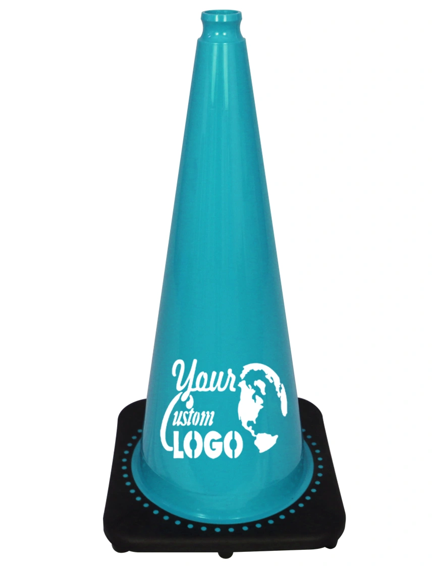 Teal 28\" 7 lbs JBC Black Base Traffic Cone w/ Single Color Graphic