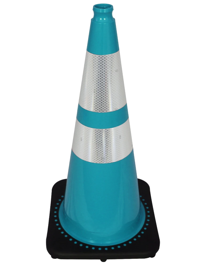 Teal 28\" Traffic Cone w/ 6\" \u0026 4\" Reflective Collars
