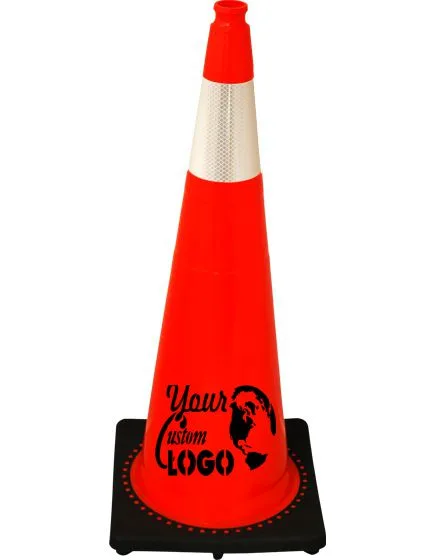 Orange 36\" 10 lbs JBC Black Base Traffic Cone w/ 6\" Collar w/ Single Color Graphic