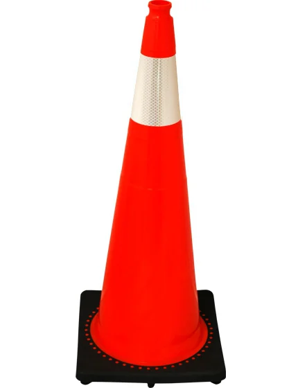 Orange 36\" 12 lbs JBC Black Base Traffic Cone w/ 6\" Collar