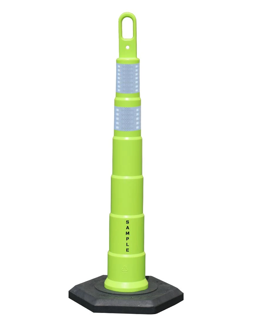 42\" TrafFix Lime Looper Cone w/ 6\" \u0026 4\" HI Ref Collars, 16lbs Base \u0026 Custom Lettering