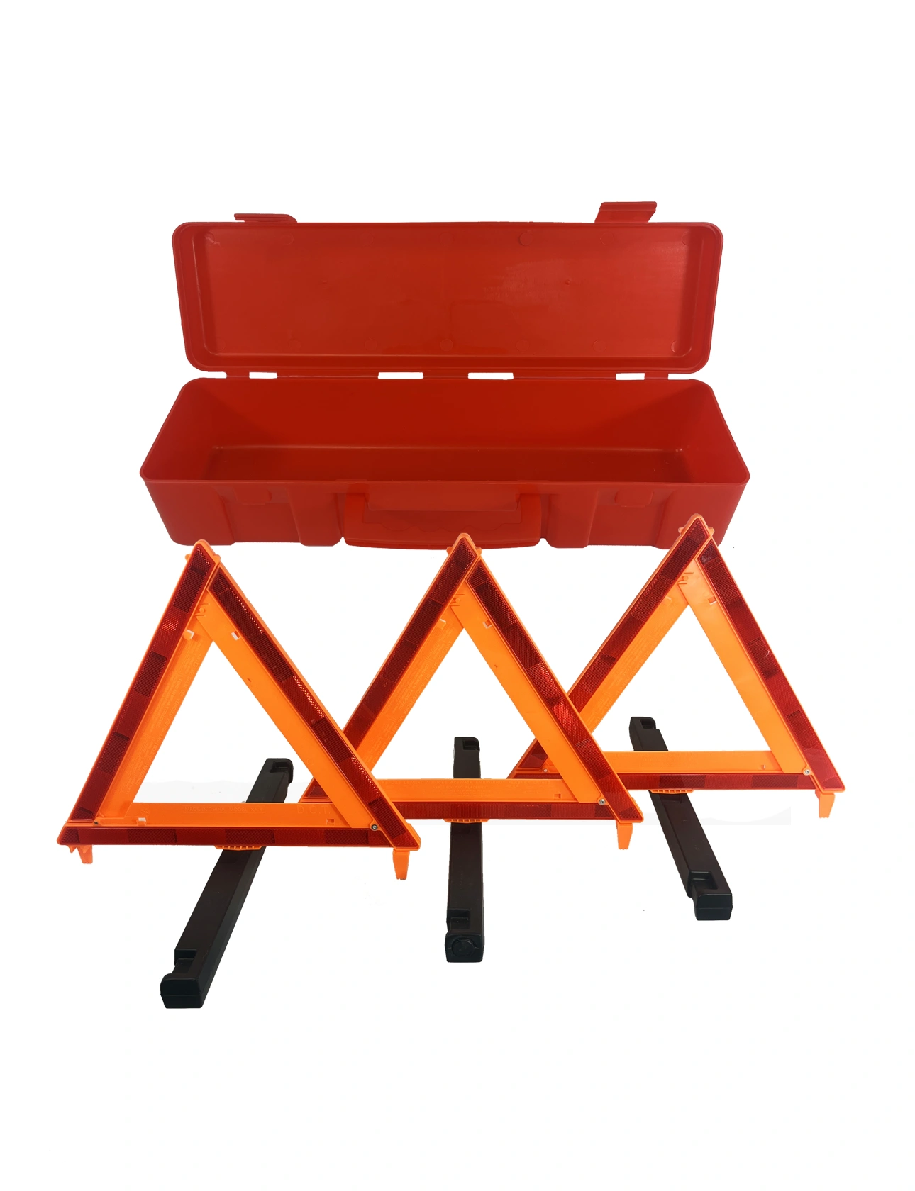 Reflective Triangle Warning Kit In Carrying Case (Includes Three Folding Triangles)