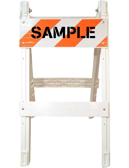 45\" H x 24\" W Folding Plastic Type I Barricade w/EG Reflective Sheeting \u0026 Custom Stencil Two Side