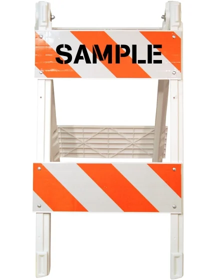 45\" H x 24\" W Folding Plastic Type II Barricade w/EG Reflective Sheeting \u0026 Custom Stencil Two Side
