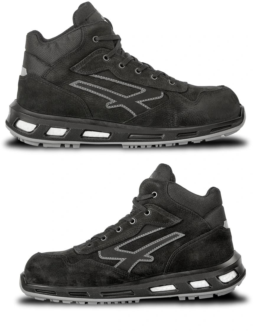 U-Power \"Tempest\" - Mid-Cut, Metal Free Safety Toe Shoe with \"Energy Return\" to Reduce Fatigue, Black Upper with Black Sole