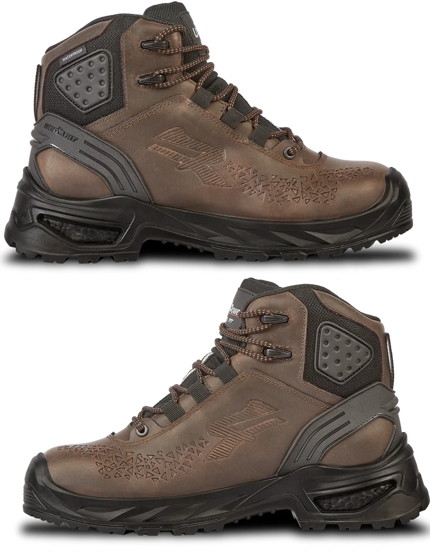 U-Power \"Fortress\" - Waterproof, Metal Free, Safety Toe Boot with \"Anti Fatigue\" Technology, Crazy Horse Chocolate Leather Upper with Black Sole