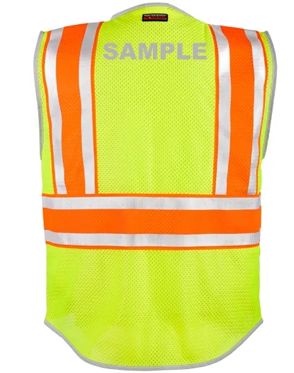 Lime Ultimate Reflective Class 2, Ultracool Mesh, Black Bottom, Large w/Reflective Custom Lettering