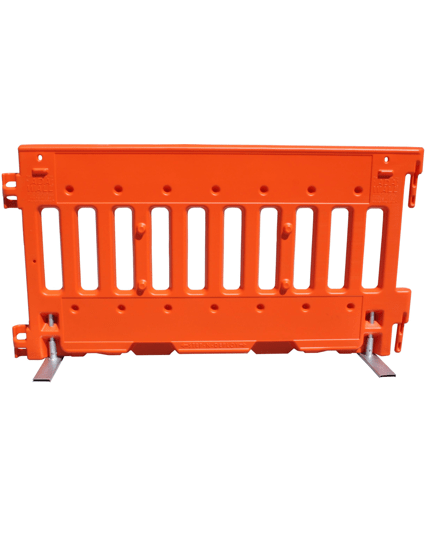 Orange, Pedestrian Wall Barricade w/ T-Legs (72\" L X 3\" W X 38\" H)