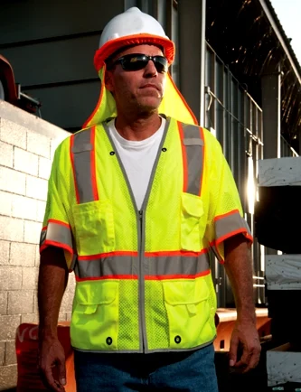 Premium BRILLIANT, Ultra-Cool Lime Mesh, Class 3 Surveyors Vest, Medium with Full Color Graphic